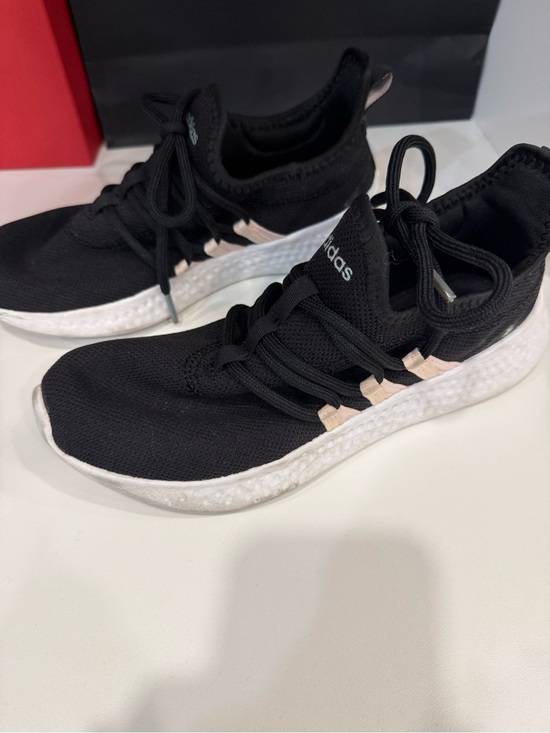 Adidas Shoes Adidas Black Sneakers With White Sole And Pink Stripes adidas-shoes-adidas-black-sneakers-with-white-sole-and-pink-stripes
